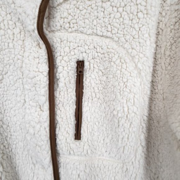 Ava Viv Faux Fur Beige Jacket Waist Length Snap Close Mock Neck Womens Plus 1X - Picture 5 of 6